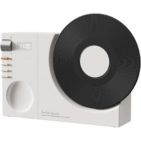 Retro Vinyl Record Player Style Bluetooth Speaker, Bass Enhancement Loud Volume Portable Speaker with Clock, Vintage Classic Style Cute Look Creative Gift for Office Home Decor (Black)