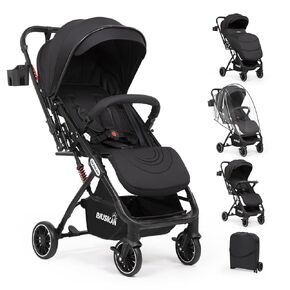 Baby Stroller, Lightweight Stroller w/Snack Tray, Footmuff, Raincover, Cup Holder & Travelbag, Travel Stroller w/All-Scene Suspension System, compact Toddler Stroller Large Basket (Black)
