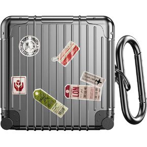 KOREDA Funny Suitcase Design Case for Samsung Galaxy Buds FE/Galaxy Buds 2 Pro/Galaxy Buds Pro/Galaxy Buds Live, Cute Fashion Protective Hard Case for Women Men with Keychain (Black)