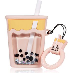 Besoar Quicksand Milk Tea for Airpod 1/2 Case, Cartoon Cute Fashion Cool Silicone Boba Tea Design Cover for Airpods, Unique Stylish Kawaii Funny Fun Trendy Shell Girls Women Girly Cases Air Pods 2&1