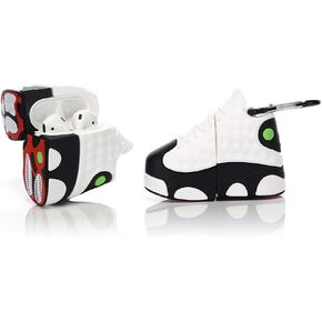 Silicone Case 3D Cartoon Funny Cute Cover Compatible for Earphones 1/2 (Sneakers Shoe Series) (Black White)