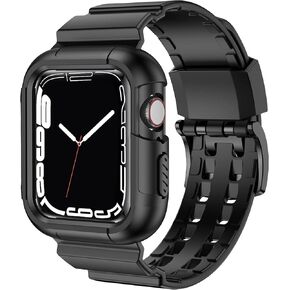 iiteeology Compatible with Apple Watch Band with Case 45mm 44mm 42mm 41mm 40mm 38mm, Rugged Sport iWatch Case and Band for iWatch Series 9/8/7/6/SE/5/4/3/2/1