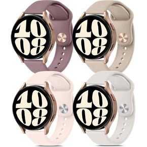 Vancle 4 Pack Bands Compatible with Samsung Galaxy Watch 6 Band 40mm 44mm, Galaxy Watch 6 Classic Bands 43mm 47mm, 20mm Soft Silicone Sport Replacement Strap for Galaxy Watch 6 Band Women Men