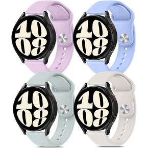 Vancle 4 Pack Bands Compatible with Samsung Galaxy Watch 6 Band 40mm 44mm, Galaxy Watch 6 Classic Bands 43mm 47mm, 20mm Soft Silicone Sport Replacement Strap for Galaxy Watch 6 Band Women Men
