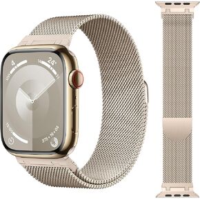 Metal Stainless Steel bands Compatible with Apple Watch Band 40mm 38mm 41mm 42mm 44mm 45mm 49mm for Women Men,Mesh Strap Magnetic Clasp Milanese Loop for iWatch Bands SE Ultra/2 Series 9 8 7 6 5 4 3 2