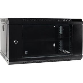 6U Wall Mount Server Cabinet IT Network Rack Enclosure Lockable Glass Door Black