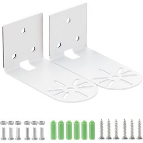 Sumnacon 2PCS Wall Mount Camera Shelf- Metal Small Wall Shelf with Adhesive,Universal Small Floating Shelf for Security Cameras, Speakers,White