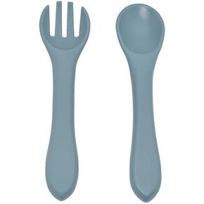 Silicone Fork and Sppon Utensil Set for Babies & Toddlers, BPA Free (Dusty Pink)