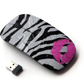 [ Optical 2.4G Wireless Mouse [ Kiss Zebra Fur Silver Glitter Sparkling Pink ]