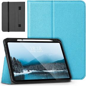 DTTO iPad 10th Generation Case (2022) - Premium Leather Folio Standing Cover with Pencil Holder, Auto Wake/Sleep, Black, for 10.9inch iPad 2022 (Model: A2757/A2777/A2696)