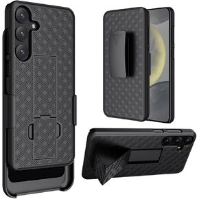 for Samsung Galaxy S24 5G Case, for Galaxy S24 Belt Clip Holster Case Slim Combo Shell with Kickstand Swivel Belt Clip Holster Rugged Protective Cover for S24 5G 2024 Release, Black