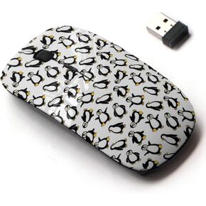 2.4G Wireless Mouse with Cute Pattern Design for All Laptops and Desktops with Nano Receiver - Cute Baby Penguins