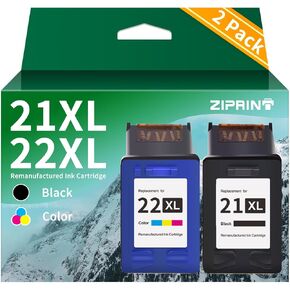 ZIPRINT Remanufactured Ink Cartridge Replacement for HP 21 22 21XL 22XL (C9351AN & C9352AN) for HP Deskjet F4180 F2210 D1560 D1530 D1420 D1520 3915 3930 PSC 1410 Officejet 4315 J3680 Printer, 2-Pack