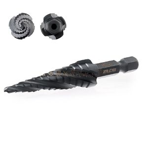 ZELCAN 13 Sizes Step Drill Bit, Four Spiral Flute Step Bit for Metal, Titanium-Coated HSS 1/8" to 1/2" Step Drill Bit with 1/4" Hex Shank for Stainless Steel Aluminum Copper Wood Plastic
