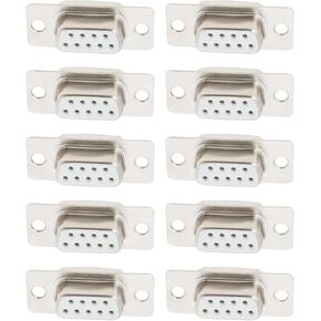 10PCS DB9 RS232 Female Connector 9 Pin D-SUB Serial Solder Type Gold Plated Joints Connector for Automatic Control Equipment Computer Set-top Box
