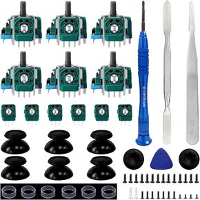 6 Pack Joysticks Replacement for PS5 Controller,LUNISSILY Analog 3D Joysticks Replacement Compatible with Playstation 5 DualSense Controller Part with Repair Screwdriver Kit for PS5 Controller.