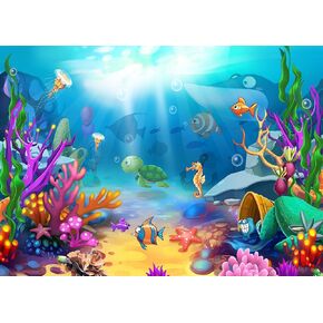 Dudaacvt 7x5ft Summer Under The Sea Photography Backdrop Little Mermaid Princess Girl Background Birthday Party Banner Ocean Themed Birthday Party Photography Backdrop