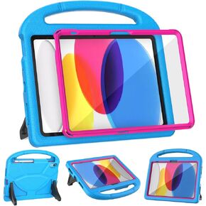 YIHE Kids Case for iPad 10th Generation, 10.9 inch iPad 10th Generation Case with Screen Protector & Pen Holder, Shockproof Protective Case with Stable Stand for 10th Gen iPad, Pink&Purple