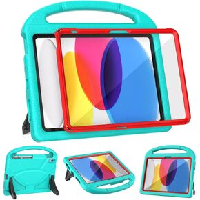 YIHE Kids Case for iPad 10th Generation, 10.9 inch iPad 10th Generation Case with Screen Protector & Pen Holder, Shockproof Protective Case with Stable Stand for 10th Gen iPad, Pink&Purple
