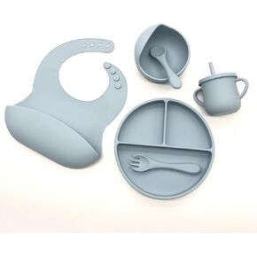 Premium Baby Dinnerware Set | Silicone Baby Feeding Set | Dishwasher Safe | Safe & Easy to Clean | Includes Suction Bowl, Divided Plate, Sippy Cup & Utensil Set | BPA Free | (Pink)