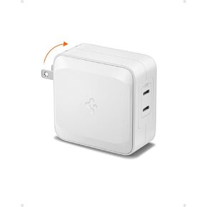 100W USB C Charger, Spigen Dual USB C Wall Charger [GaN II] Type C PD 3.0 Power Adapter with Foldable Plug, Fast Charging for MacBook iPad M2 M1 Pro Air USB-C Laptop HP Dell XPS iPhone 15 14 Pro Max