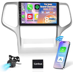 [4G+64G 8-Core] for Jeep Grand Cherokee 2008-2013 Upgrade Radio - Wireless Carplay & Android Auto - 9 inch IPS 1280 * 720P Touchscreen Android 13 Stereo - DSP/32EQ/59 UI/WiFi/GPS + AHD Backup Camera