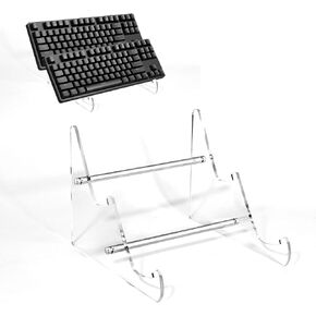 Acrylic Keyboard Display Stand 2-Tier Mechanical Keyboard Storage Rack Transparent Display Holder for Keybpard Tablet Picture Frames