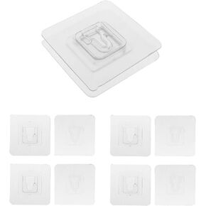 4 Pairs 6x6cm Screwless Plug Board Holder Single Clip Shelf Support Clip Self Adhesive Plug Board Holder Suitable for Wall and Glass and Stainless Steel Flat Panel