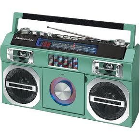 Studebaker SB2149RG Master Blaster Bluetooth Boombox with AM/FM Radio, USB Port, CD Player with MP3 Playback, LED EQ and 10 Watts RMS Speaker in Rose Gold