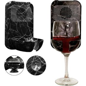 Gabba Goods 2-in-1 Shower Bluetooth Speaker Waterproof, Splash Proof IPX4, Wine Glass & Beer Holder for Shower, Bathtub & Kitchen - Hands-free Calling, Easy-install Suction Cups, Built-in Mic - Black