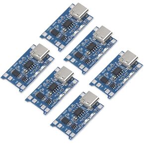 TP4056 Charging Module 5V Micro USB 1A 18650/16340/21700/26650/14500 Lithium Charging Board with Protection Charger Module with Dual Protection Function 6Pcs Type-C