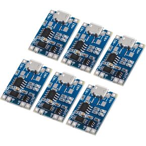 TP4056 Charging Module 5V Micro USB 1A 18650/16340/21700/26650/14500 Lithium Charging Board with Protection Charger Module with Dual Protection Function 6Pcs Type-C