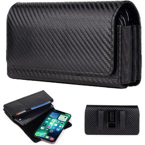 Dual Horizontal Belt Clip Holster 2 Cell Phone Pouch Case Holder for iPhone 14 Pro Max/ 13 Pro Max/ 12 Pro Max Galaxy Note 20 S23 Ultra S22 Ultra/ S21+ S20+ A54 A53 A13 A03 Google Pixel 7 6 OnePlus 11