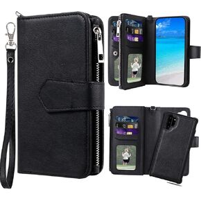 Case for Galaxy Note 10 Plus/Galaxy Note 10 Plus 5G, 2 in 1 Magnetic Detachable Shockproof Case, Flip Folio PU Leather Cover with Card Slot for Samsung Galaxy Note 10 Plus, Rose Gold