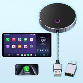Wireless CarPlay Adapter,2024 Upgrade Apple CarPlay Wireless Adapter Convert Wired to Wireless,Wireless CarPlay Dongle with Embedded High-end Chip,Plug&Play CarPlay Wireless Adapter for iPhone iOS 10+