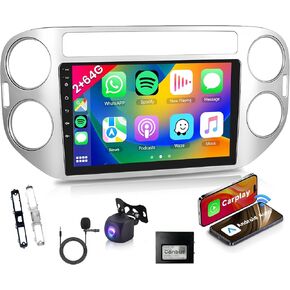 2G 64G Android Car Radio Car Stereo for VW Volkswagen Tiguan 2010 2011 2012 2013 2014 2015,Wireless Carplay Android Auto 9’’ Touch Screen Head Unit GPS WiFi Bluetooth Mirror Link FM RDS Backup Camera