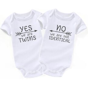 Funny Twin Girls boy Baby Clothes Twin Baby Essentials Twin Baby Gifts Twins Baby Bodysuits White