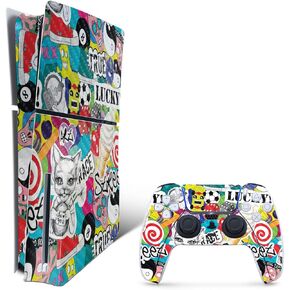 MightySkins Skin for PS5 Playstation 5 Slim Disc Edition Bundle - Sticker Bomb Protective, Durable, and Unique Vinyl Decal wrap Cover Easy to Apply, Remove, and Change Styles Made in The USA