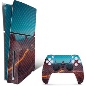MightySkins Carbon Fiber Skin for PS5 Playstation 5 Slim Disc Edition Bundle - Monument Valley Protective, Durable Textured Carbon Fiber Finish Easy to Apply and Change Styles Made in The USA