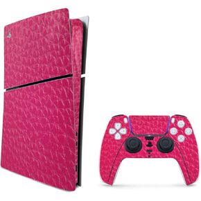 MightySkins Skin Compatible with Playstation 5 Slim Digital Edition Bundle - Pink Pleather | Protective, Durable, and Unique Vinyl Decal wrap Cover | Easy to Apply | Made in The USA