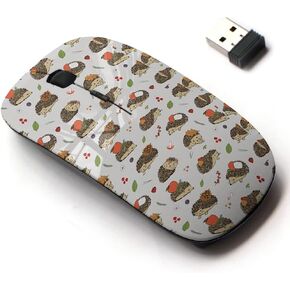 2.4G Wireless Mouse with Cute Pattern Design for All Laptops and Desktops with Nano Receiver - Hedgehog Forest Animals