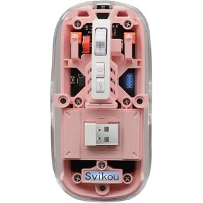 BT 5.1 & 2.4G Transparent Mini Mouse LED Slim Type-C Rechargeable Silent Mouse with a Power Display Disassembly Magnetic Surface Cover Quiet Mouse for PC,Laptop,Desktop,phone (Gray)