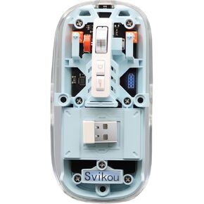 BT 5.1 & 2.4G Transparent Mini Mouse LED Slim Type-C Rechargeable Silent Mouse with a Power Display Disassembly Magnetic Surface Cover Quiet Mouse for PC,Laptop,Desktop,phone (Gray)
