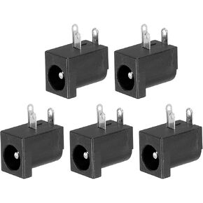 PATIKIL 5.5x2.1mm DC Power Connector, 5 Pack 3 Pin PCB Mounting Female Plug Jack