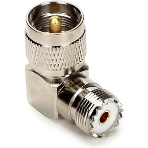 UHF PL259 Male to SO239 Female RF Coax Coaxial Connector Adapter Right Angle 90° Low Loss for CB Ham Radio Antenna, Coaxial Cable 1Pcs