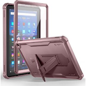 Dexnor Case for Amazon Fire HD 10 and 10 Plus Tablet 10.1" (11th Gen/2021 Release), [Built in Screen Protector & Kickstand] Heavy Duty Shockproof Full Body Protective Cover for Kindle Fire 10 (Pink)