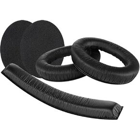 Geekria QuickFit Leatherette Ear Pads for Sennheiser HD380 PRO, HD380, PC350, Game Zero Headphone Ear Pad and Headband Pad/Ear Cushion + Headband Cushion/Repair Parts Suit (Black)