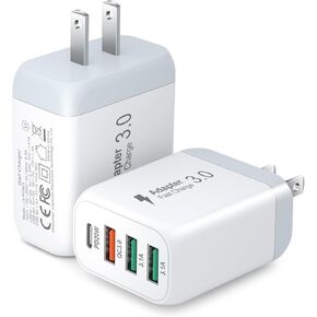 USB C Wall Charger [2 Pack], Bangfun 40W 4 Port USB C Fast Charging Blocks Multi USB Power Apdater Plug Cube for iPhone 15 14 13 12 11 Pro Max XS iPad Pro Samsung S23 S22 A53 A54 A14 (Black)