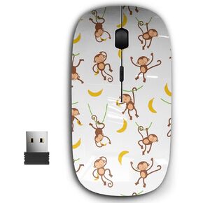 2.4G Ergonomic Portable USB Wireless Mouse for PC, Laptop, Computer, Notebook with Nano Receiver (Cute Monkeys)