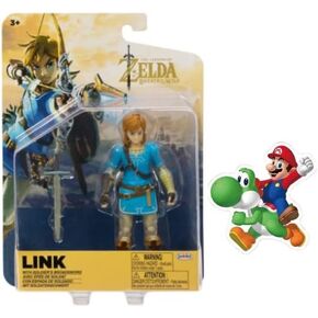 Super Mario World of Nintendo 2.5-inch & 4-inch Articulated Action Figure Collection + Bonus Sticker (Link (BoTW), 4 inch)